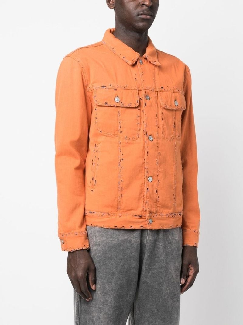 Orange Distressed Denim Jacket