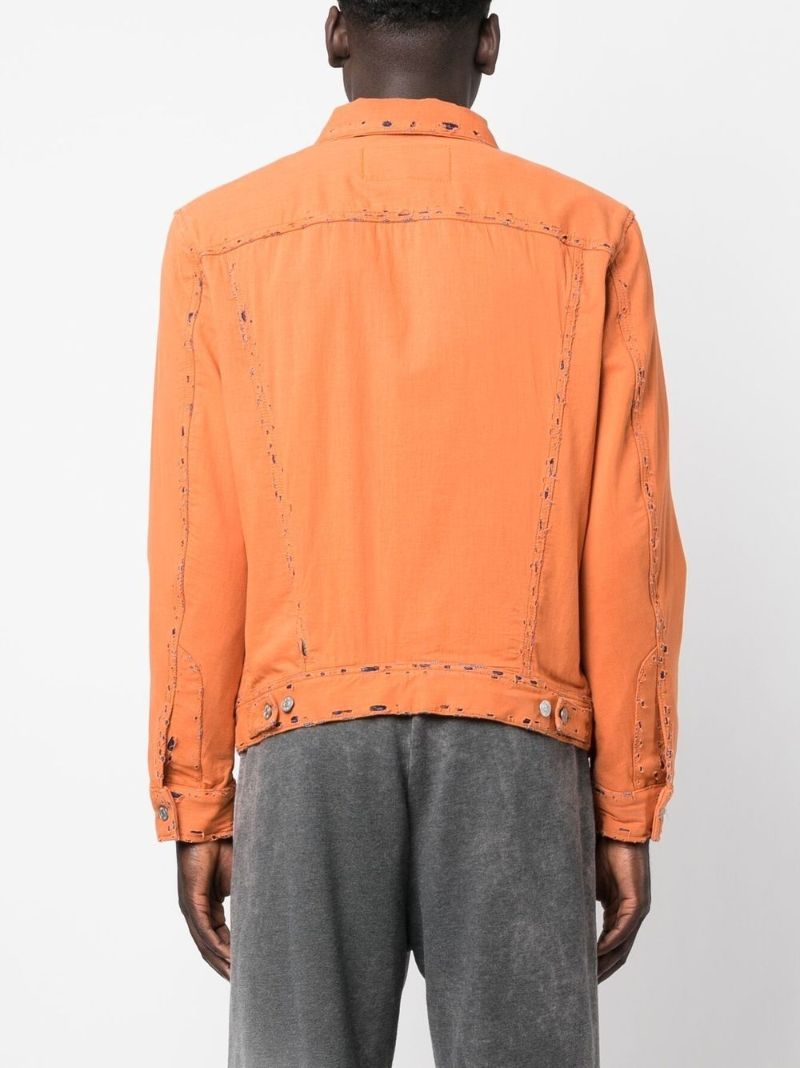 Orange Distressed Denim Jacket