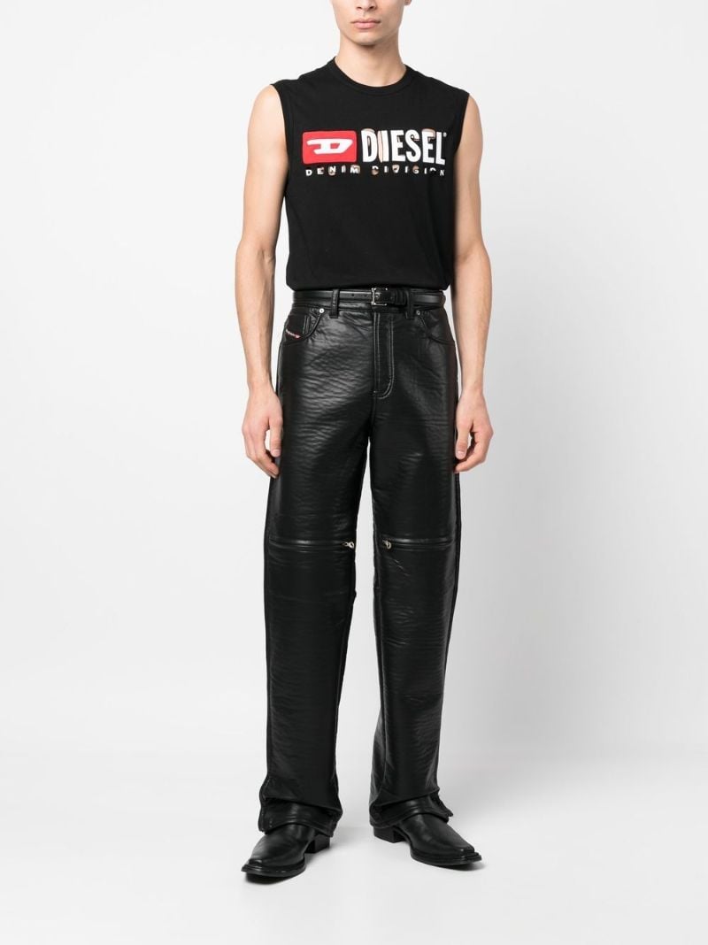 Black T-bisco-divstroyed Logo Print Tank Top