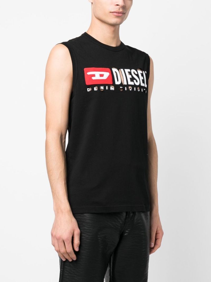 Black T-bisco-divstroyed Logo Print Tank Top