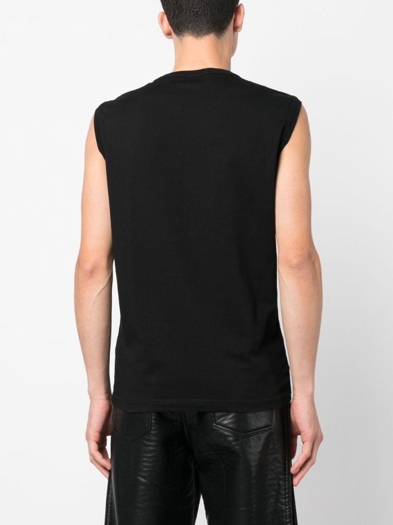 Black T-bisco-divstroyed Logo Print Tank Top