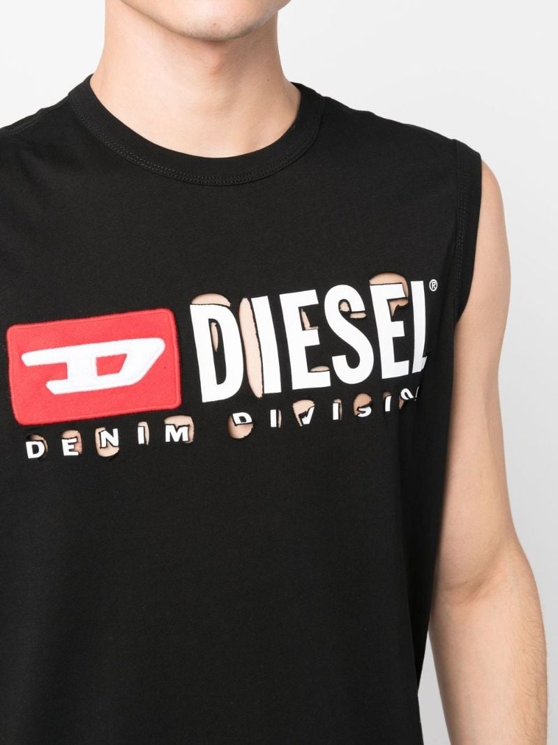 Black T-bisco-divstroyed Logo Print Tank Top