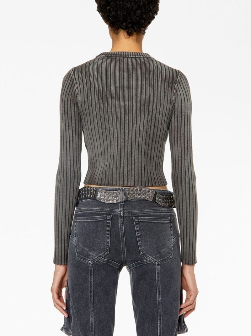 Grey Logo Plaque Ribbed Jumper