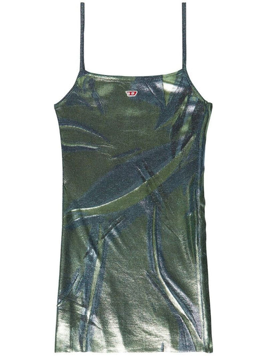 Green Metallic-effect Mini Dress