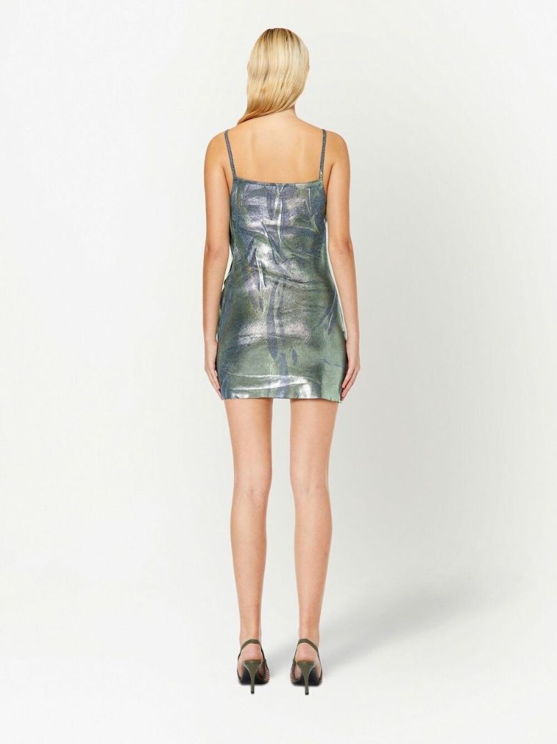 Green Metallic-effect Mini Dress