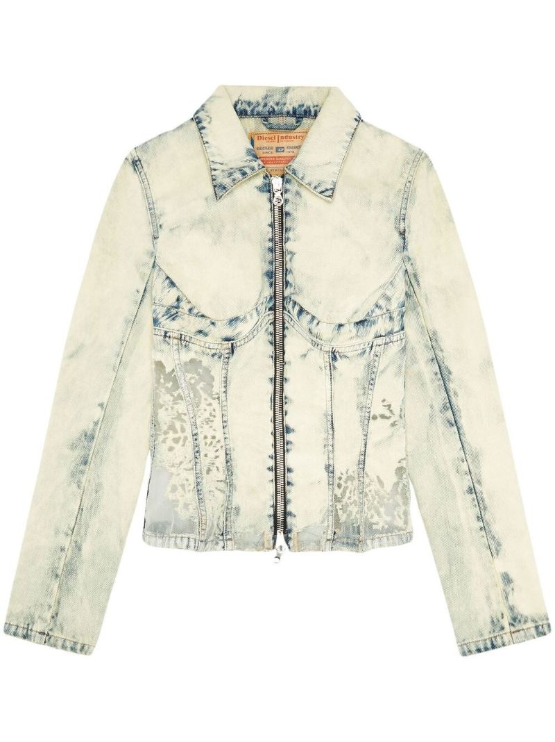Grey Zip-up Denim Jacket