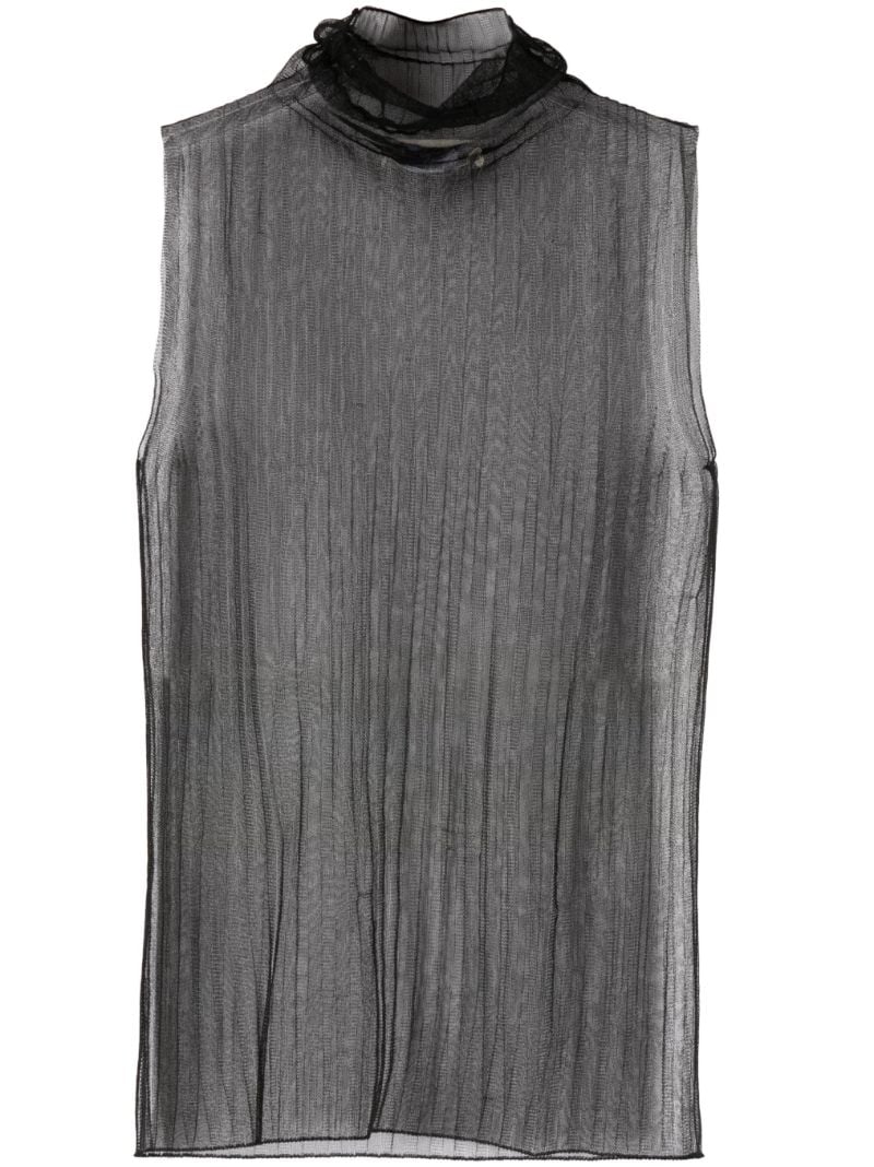 Black Ribbed Sheer Knitted Top