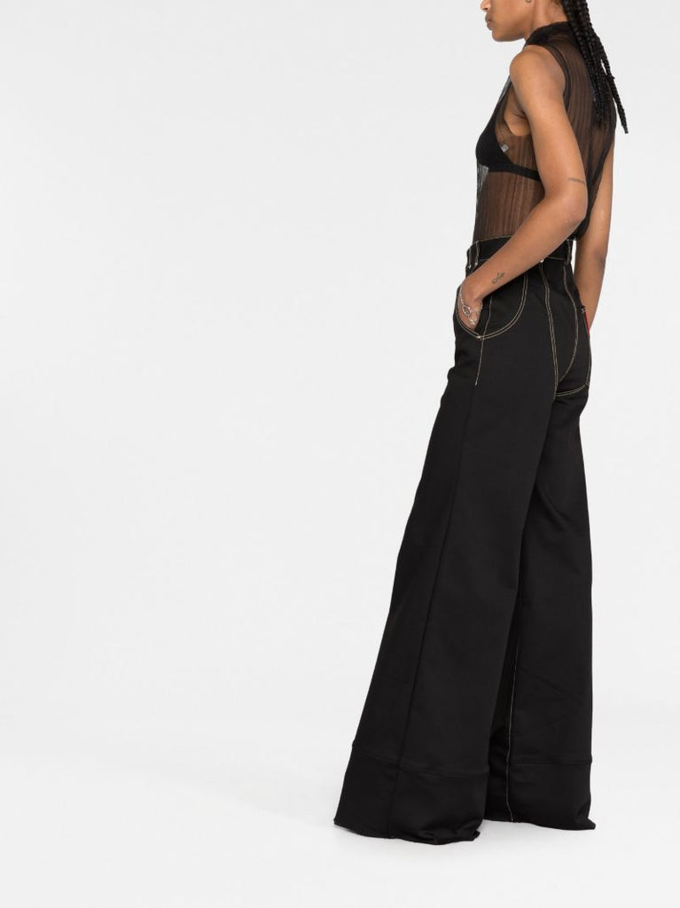 Black Ribbed Sheer Knitted Top