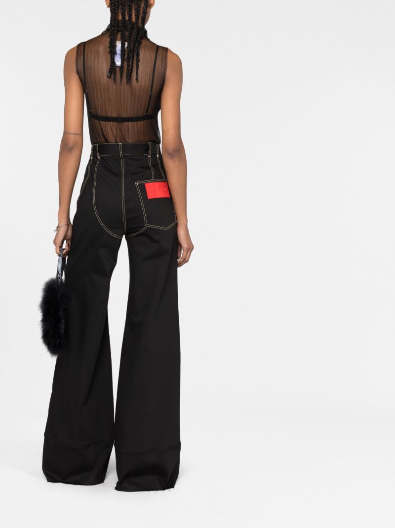 Black Ribbed Sheer Knitted Top