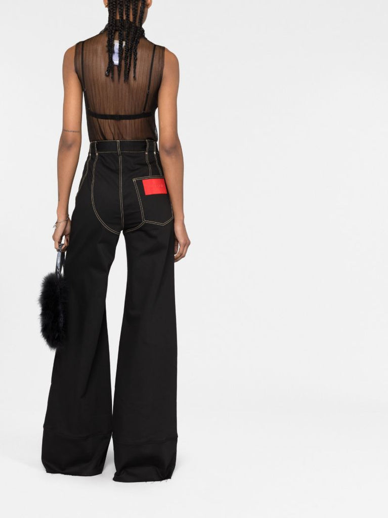 Black Ribbed Sheer Knitted Top