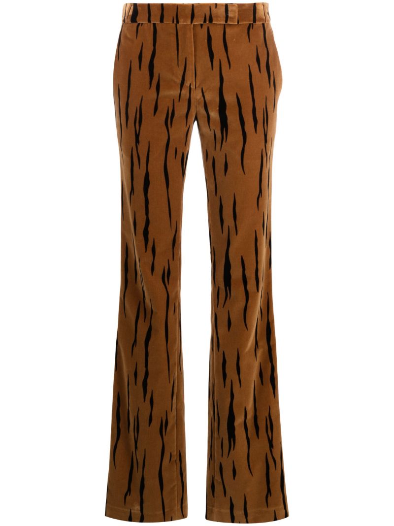 Brown Tiger Print Velvet Trousers