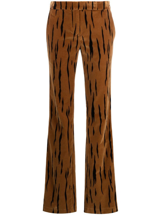 Brown Tiger Print Velvet Trousers