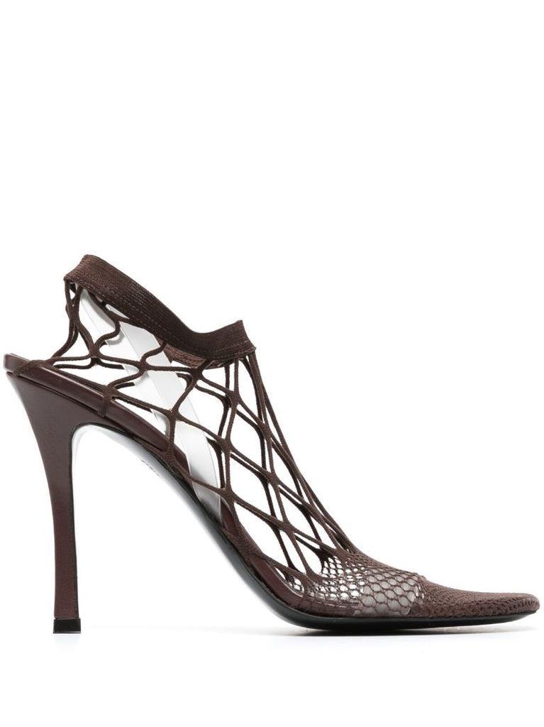 Brown 100 Fishnet Sock Style Sandals