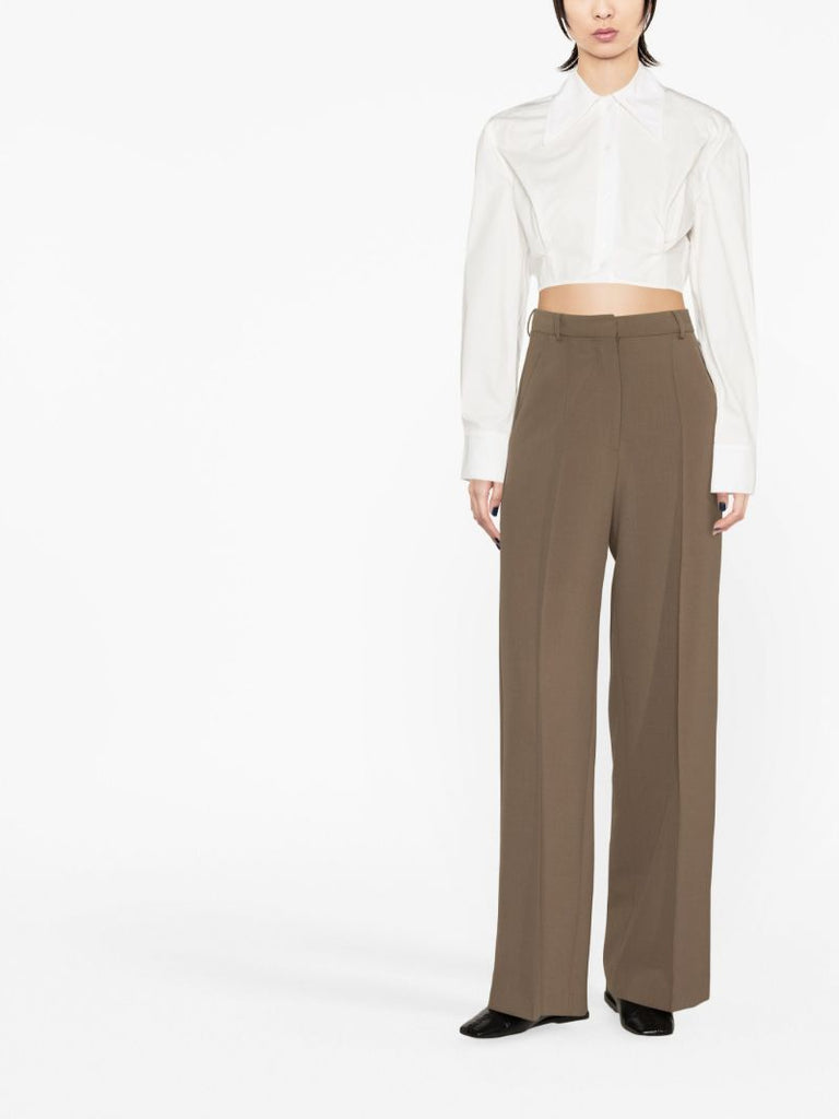 White Cropped Cotton Shirt