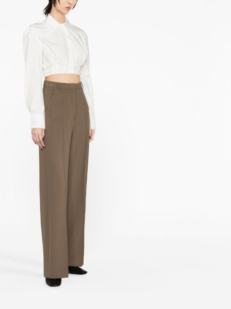 White Cropped Cotton Shirt