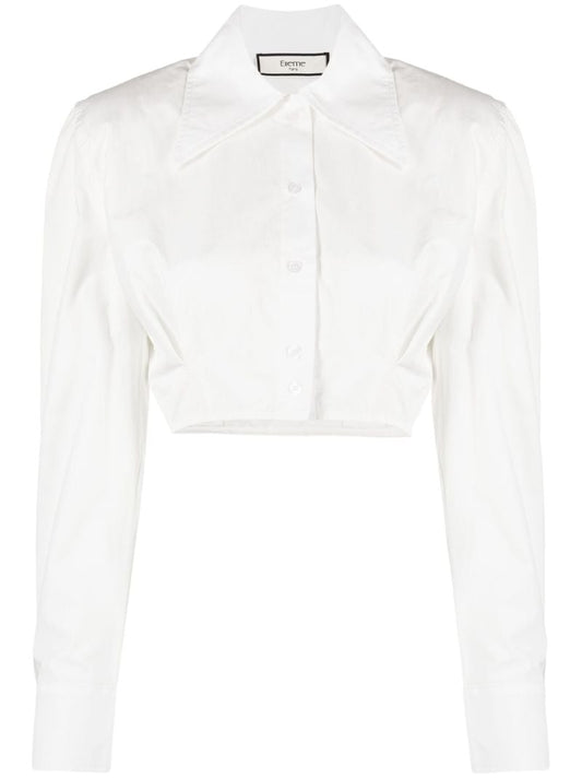 White Cropped Cotton Shirt
