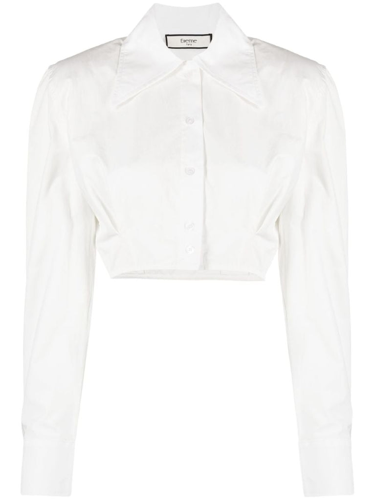White Cropped Cotton Shirt