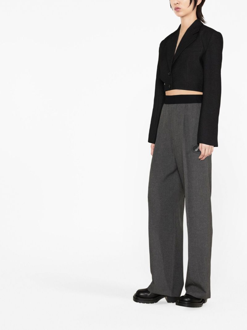 Grey Single Breasted Cropped Blazer