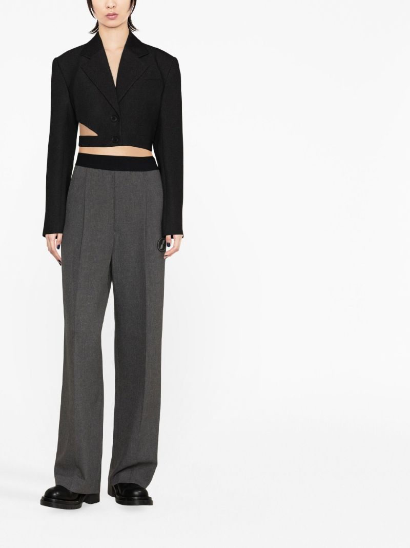 Grey Single Breasted Cropped Blazer