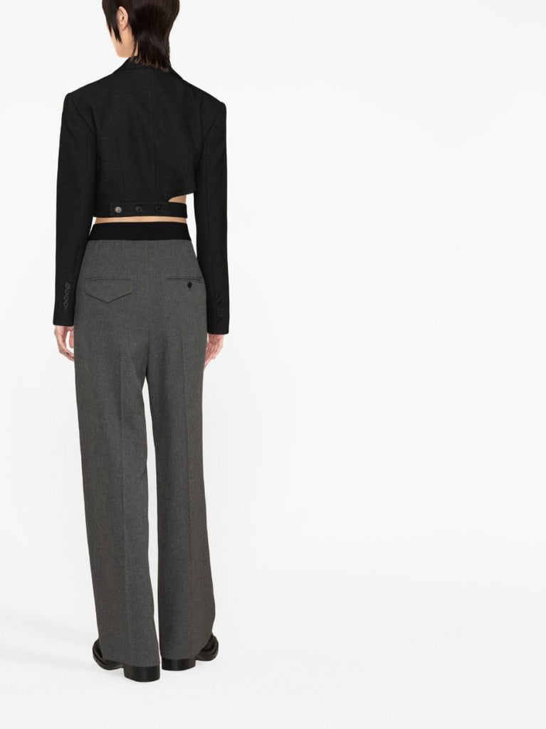 Grey Single Breasted Cropped Blazer