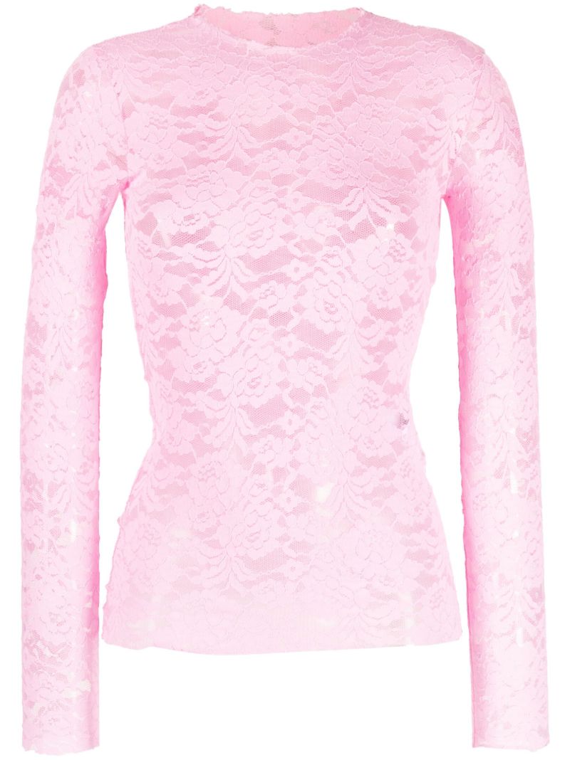 Pink Floral Jacquard Top