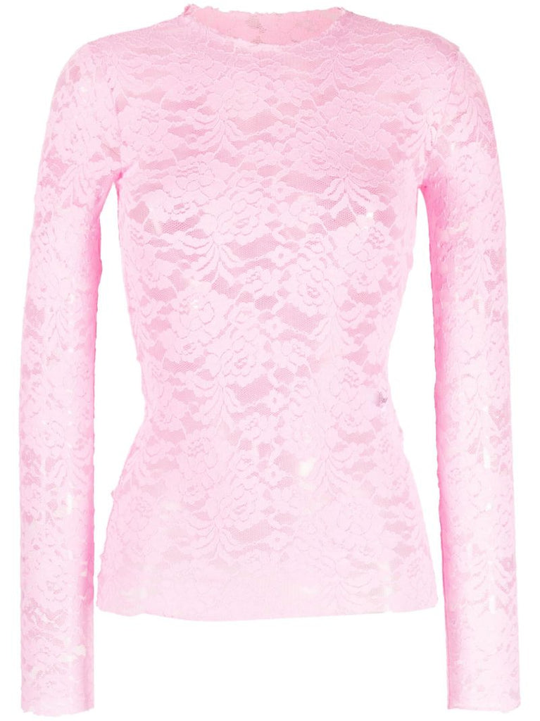 Pink Floral Jacquard Top