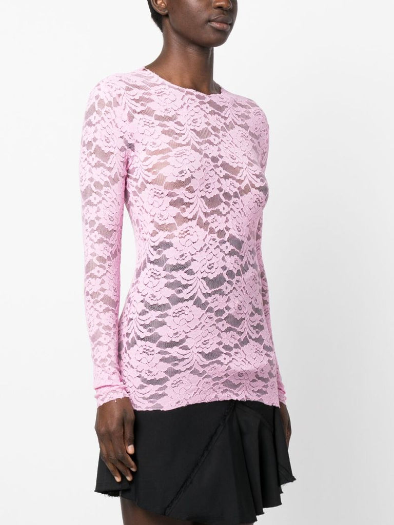 Pink Floral Jacquard Top
