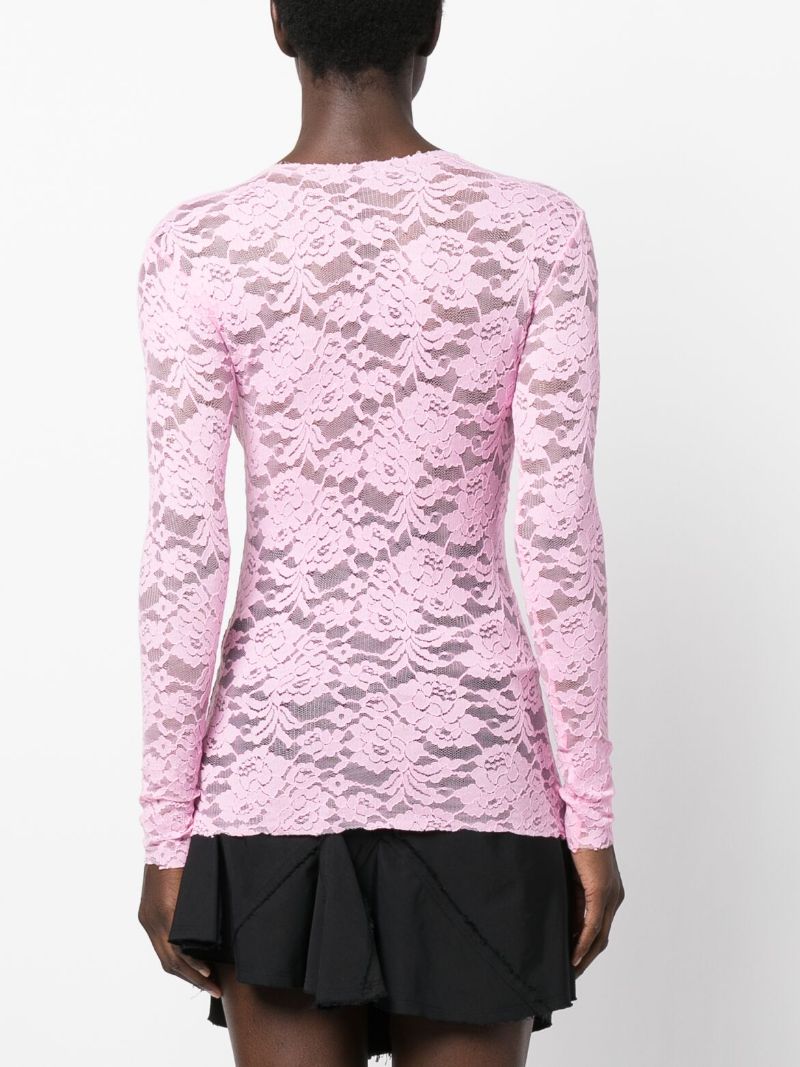 Pink Floral Jacquard Top