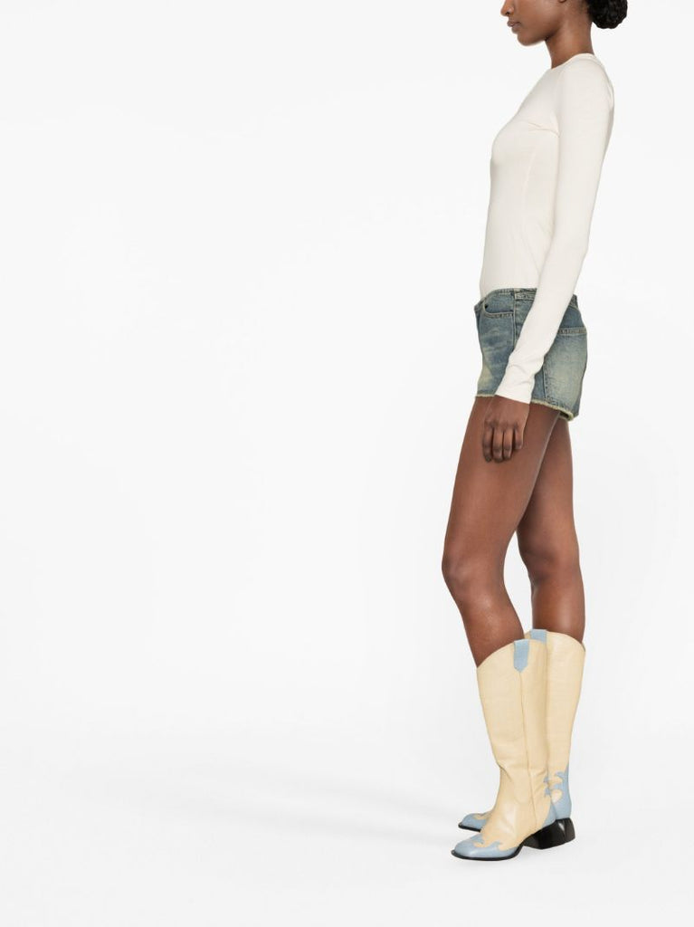 Blue Low-rise Denim Shorts