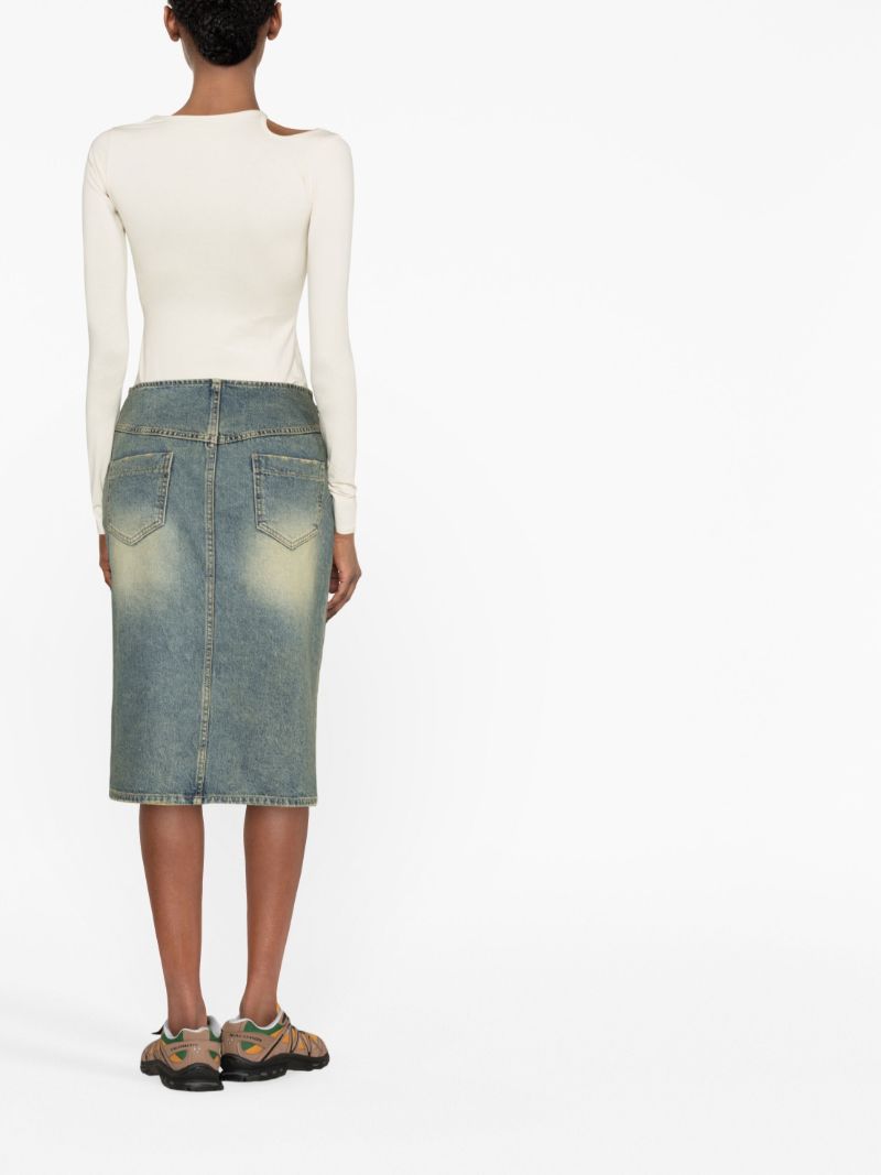 Blue Denim Midi Skirt