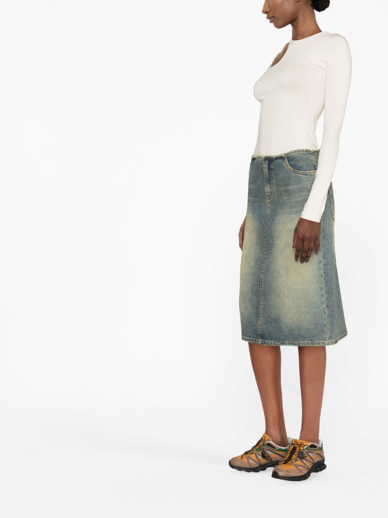 Blue Denim Midi Skirt