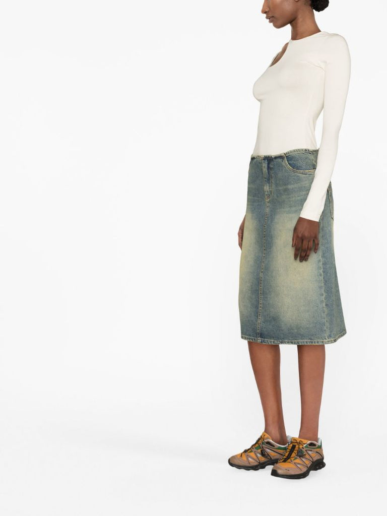 Blue Denim Midi Skirt