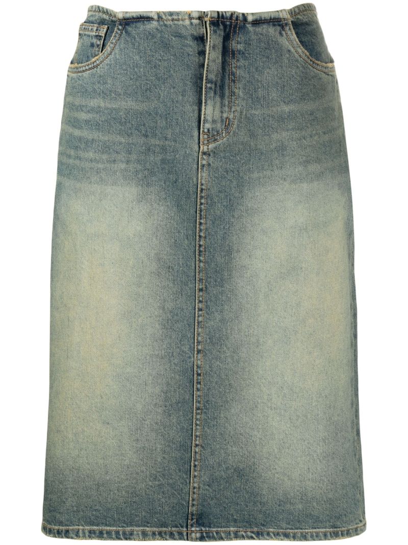 Blue Denim Midi Skirt