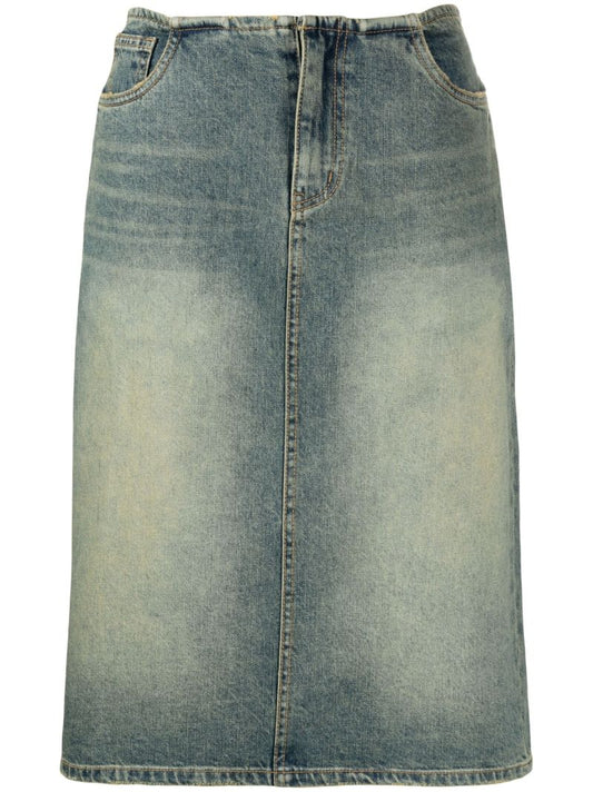 Blue Denim Midi Skirt