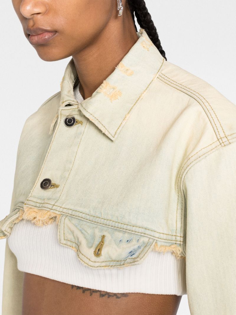 Neutral Cropped Denim Jacket