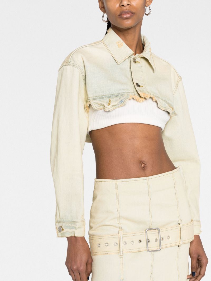 Neutral Cropped Denim Jacket