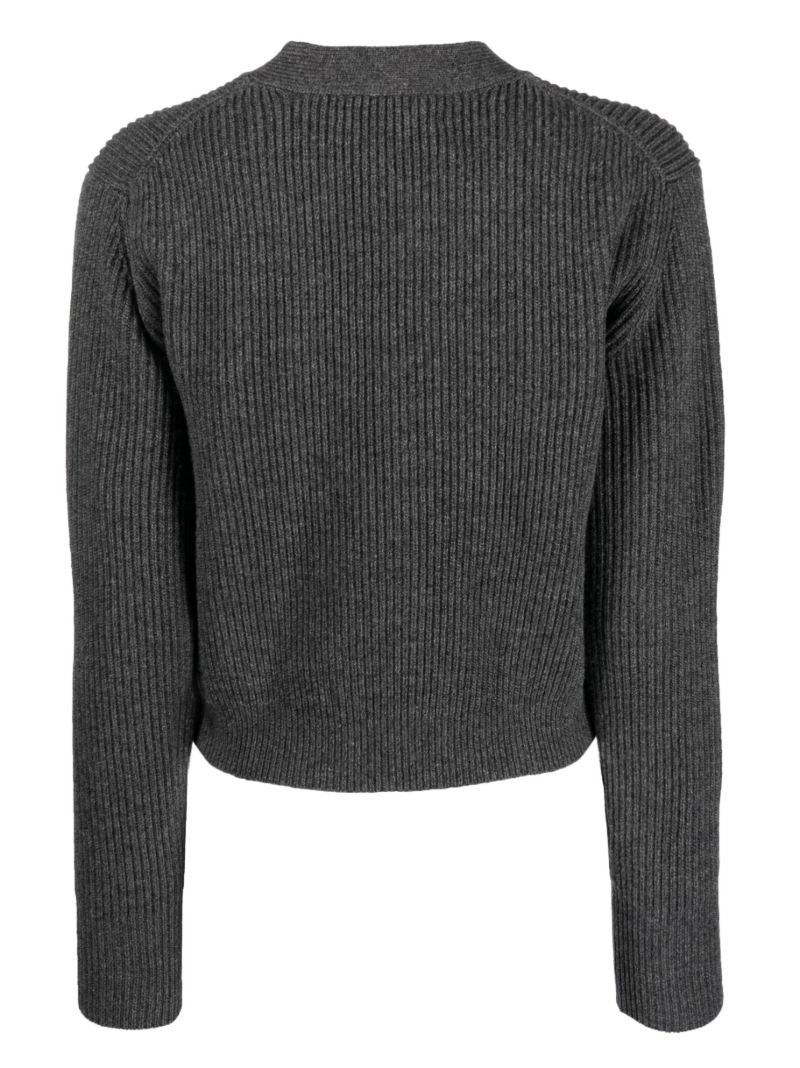 Grey Logo-patch Cropped Cardigan