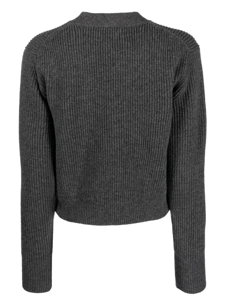 Grey Logo-patch Cropped Cardigan