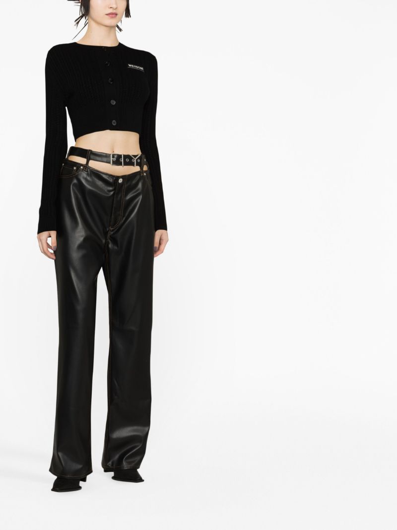 Black Cropped Wool Cardigan