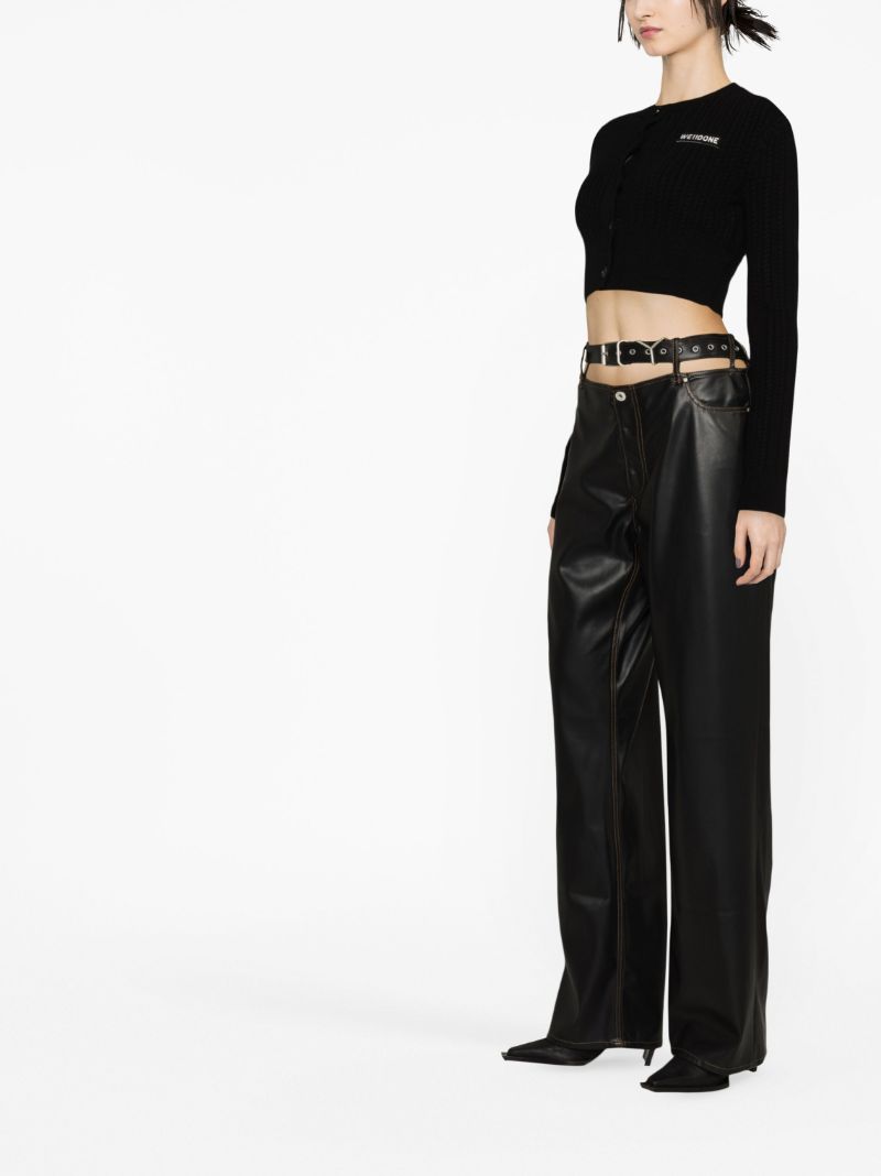 Black Cropped Wool Cardigan