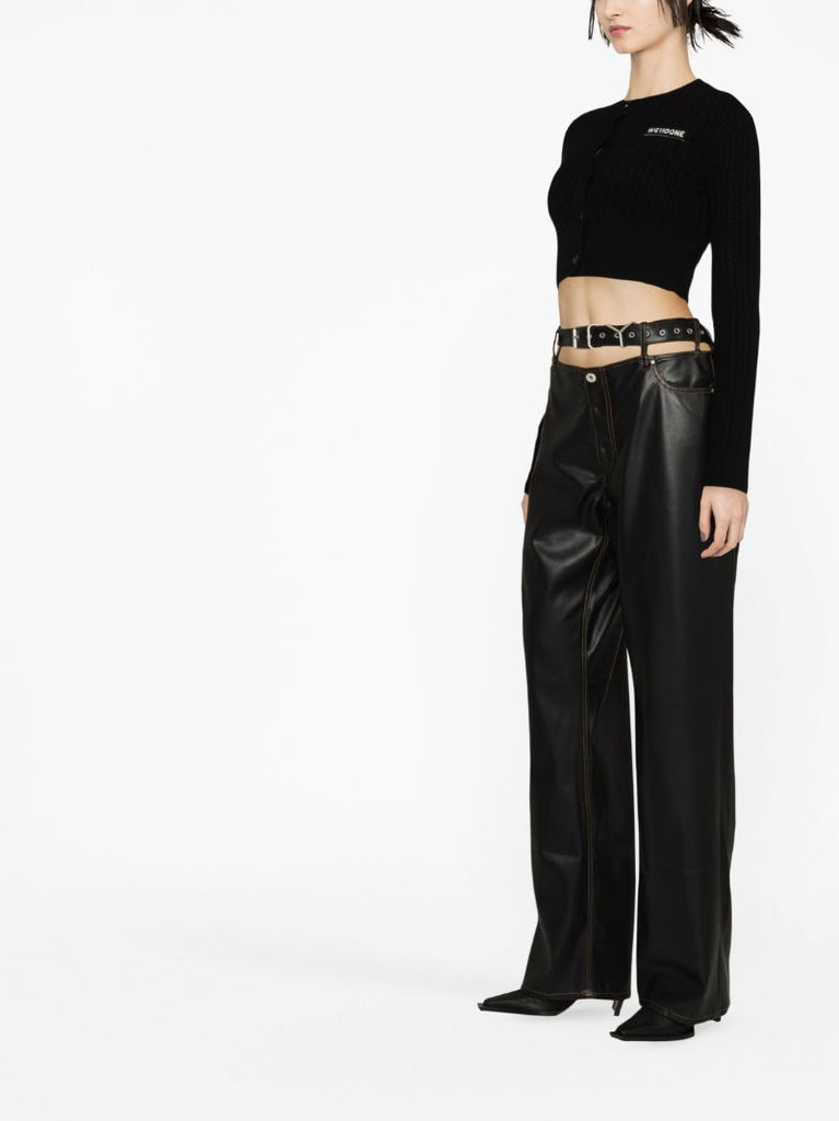 Black Cropped Wool Cardigan