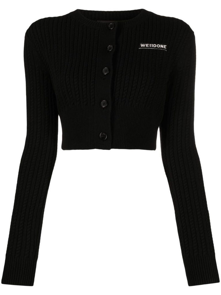 Black Cropped Wool Cardigan