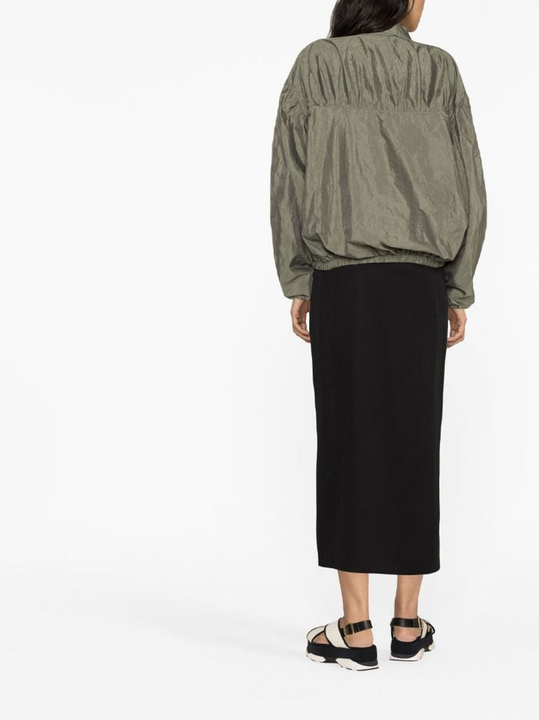 Green Lace Trim Blouson Jacket
