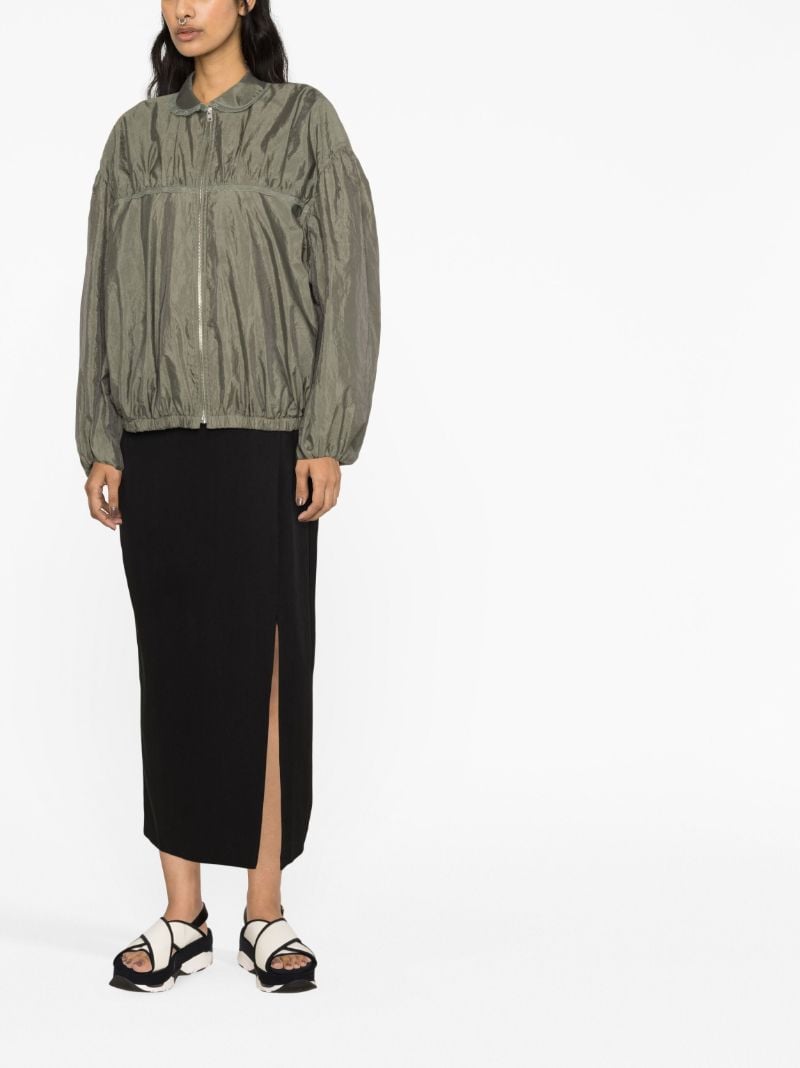 Green Lace Trim Blouson Jacket