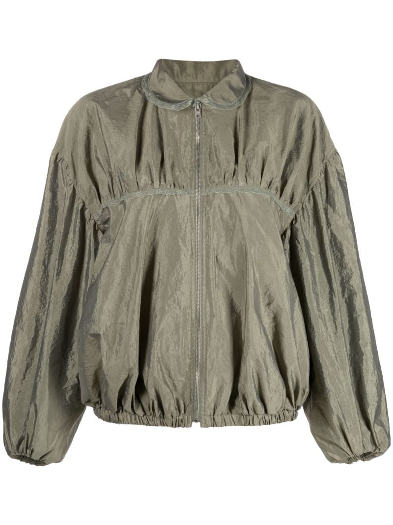 Green Lace Trim Blouson Jacket