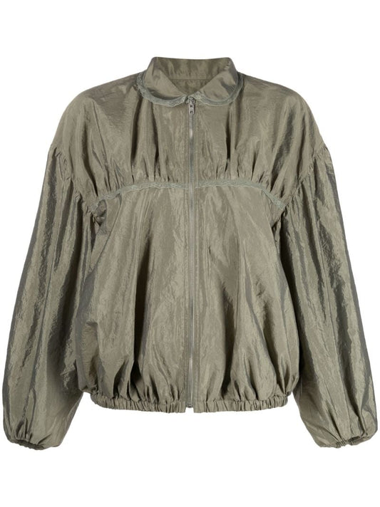 Green Lace Trim Blouson Jacket