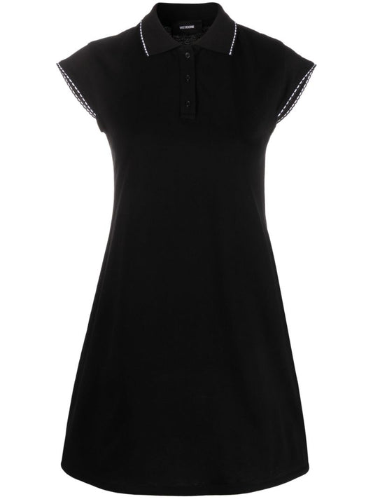 Black Cotton Polo Mini Dress