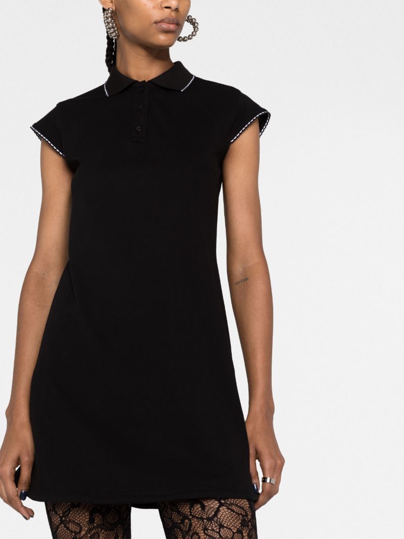 Black Cotton Polo Mini Dress