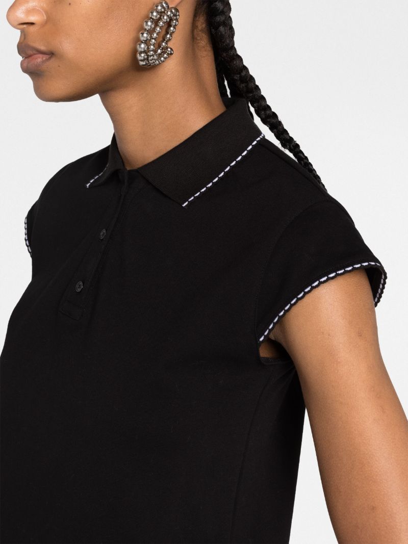 Black Cotton Polo Mini Dress