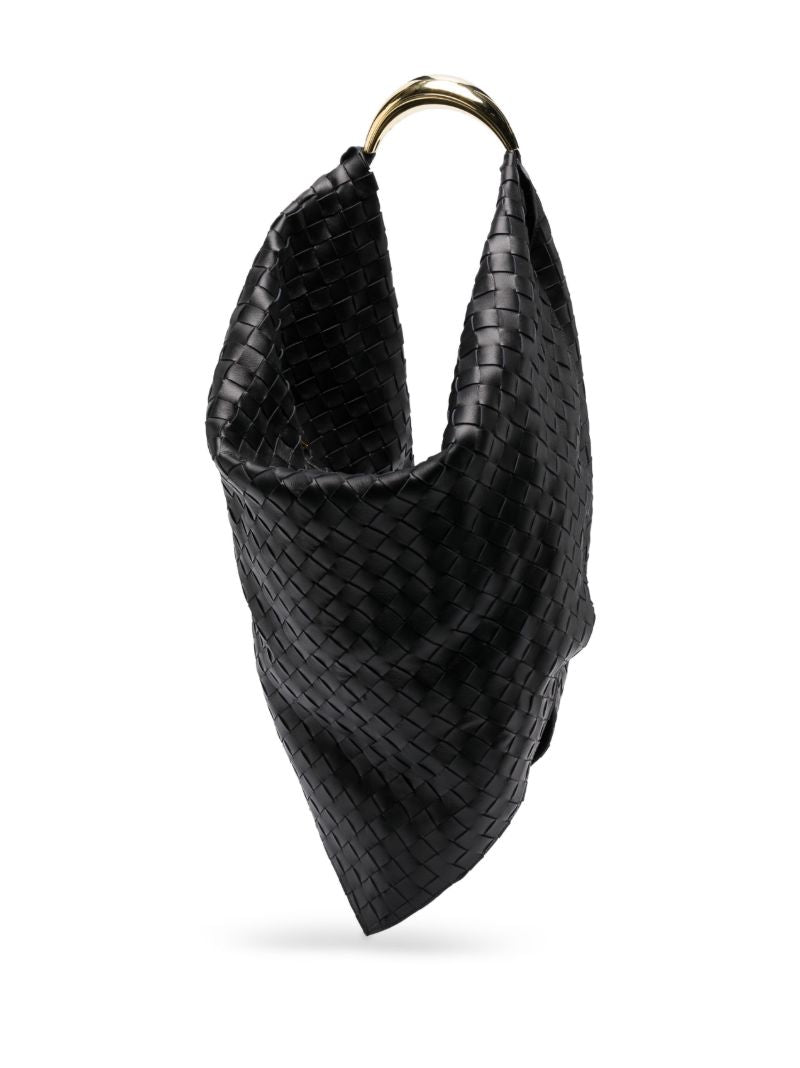 Black Foulard Woven Leather Shoulder Bag